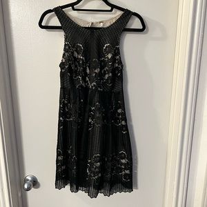 Free People Black and Gold Mini Dress